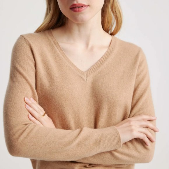 Quince Mongolian Cashmere V-Neck Sweater - Picture 1 of 10